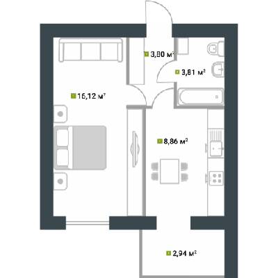 1-кімнатна 35.53 м² в ЖК Idilika від 21 850 грн/м², м. Буча