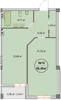 1-комнатная 56.45 м² в ЖК Феличита от 32 000 грн/м², Харьков