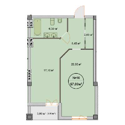 1-комнатная 57 м² в ЖК Феличита от 32 000 грн/м², Харьков