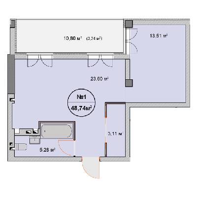 1-комнатная 48.74 м² в ЖК Феличита от 32 000 грн/м², Харьков