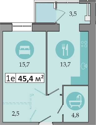 1-комнатная 45.4 м² в ЖК Днепровская Брама 2 от 15 900 грн/м², пгт Слобожанское