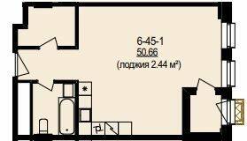 Свободная планировка 50.66 м² в ЖК DeLight Hall от 34 200 грн/м², Днепр