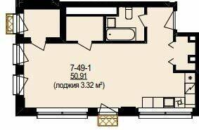 Свободная планировка 50.91 м² в ЖК DeLight Hall от 34 200 грн/м², Днепр