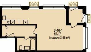 Свободная планировка 61.17 м² в ЖК DeLight Hall от 40 200 грн/м², Днепр