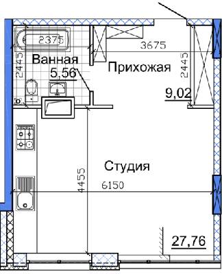 Студія 43.12 м² в ЖК Nebo від 40 200 грн/м², Дніпро