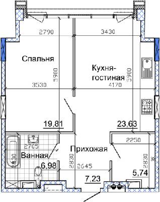 1-комнатная 65.26 м² в ЖК Nebo от 40 200 грн/м², Днепр