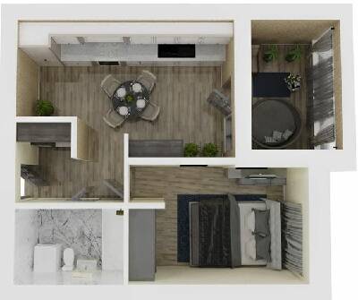 1-комнатная 38.45 м² в ЖК Карат от 17 050 грн/м², Херсон
