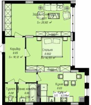 2-комнатная 63.99 м² в ЖК Джем Сити от 16 000 грн/м², г. Каменец-Подольский