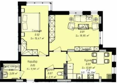 2-комнатная 64.33 м² в ЖК Джем Сити от 16 000 грн/м², г. Каменец-Подольский