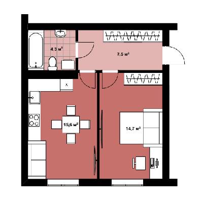 Однокомнатные в КД Positano Residence