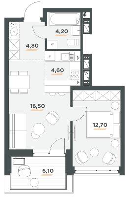 1-комнатная 45.9 м² в ЖК 31 от 49 000 грн/м², Киев