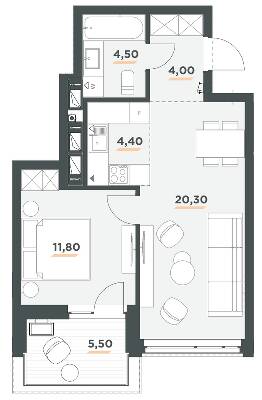 1-комнатная 47.8 м² в ЖК 31 от 49 000 грн/м², Киев