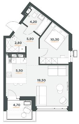 1-комнатная 50.5 м² в ЖК 31 от 49 000 грн/м², Киев