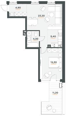 1-комнатная 56.5 м² в ЖК 31 от 39 900 грн/м², Киев