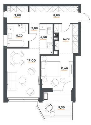 1-комнатная 63 м² в ЖК 31 от 39 900 грн/м², Киев