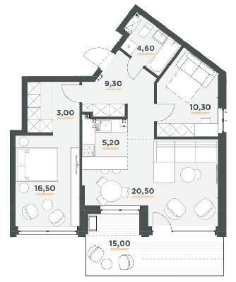 2-кімнатна 73.9 м² в ЖК 31 від 40 850 грн/м², Київ