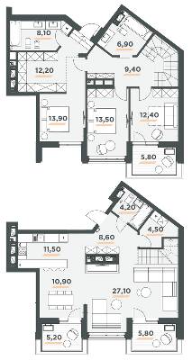 Дворівнева 155.2 м² в ЖК 31 від 42 000 грн/м², Київ