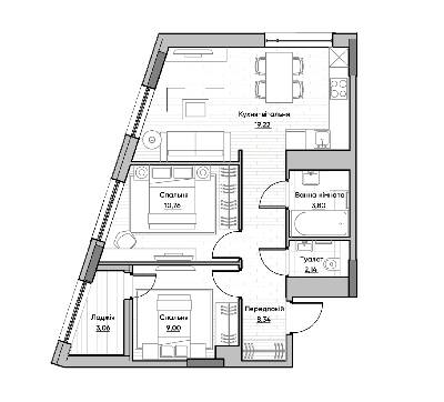 2-комнатная 56.32 м² в ЖК Lucky Land от 30 056 грн/м², Киев