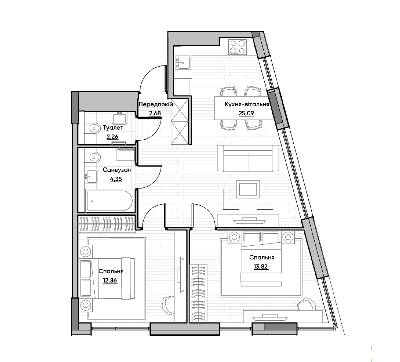 2-комнатная 61.06 м² в ЖК Lucky Land от 38 607 грн/м², Киев