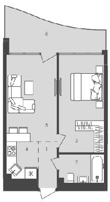 1-кімнатна 46.2 м² в  Aura Apart від 32 400 грн/м², Одеса