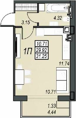 1-кімнатна 31.25 м² в ЖК Sunrise City від 23 350 грн/м², м. Чорноморск
