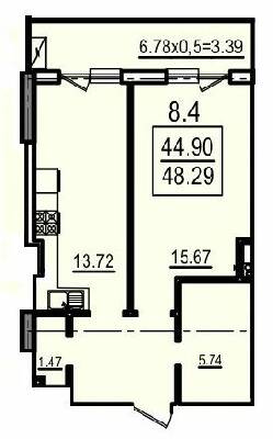 1-кімнатна 48.29 м² в Апарт-комплекс Каліпсо від 35 750 грн/м², Одеса