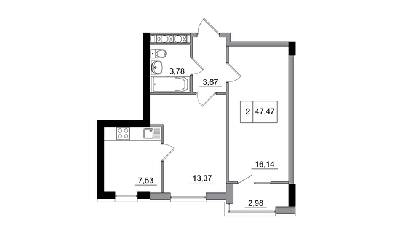 2-кімнатна 47.47 м² в ЖМ ARTVILLE від 17 600 грн/м², смт Авангард