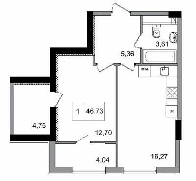 1-кімнатна 46.73 м² в ЖМ ARTVILLE від 18 200 грн/м², смт Авангард