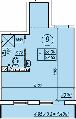 1-комнатная 28.53 м² в ЖК Apart Royal от 42 950 грн/м², Одесса