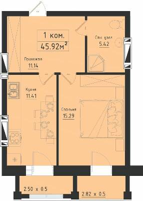 1-кімнатна 48.41 м² в ЖК Avinion від 25 550 грн/м², Одеса