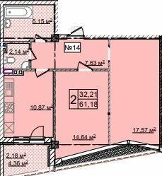 2-кімнатна 61.18 м² в ЖК Costa fontana від 29 700 грн/м², Одеса