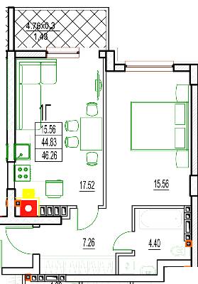 1-кімнатна 46.26 м² в ЖК DERBY Style House від 29 750 грн/м², Одеса