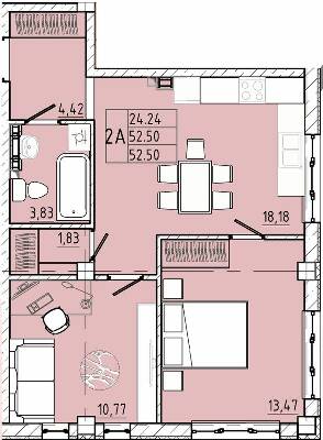 2-кімнатна 50.4 м² в ЖК Graf на Педагогічній від 34 050 грн/м², Одеса