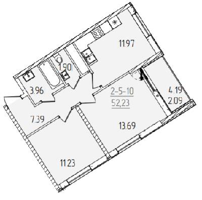 2-кімнатна 52.23 м² в ЖК KADORR City від 23 200 грн/м², Одеса