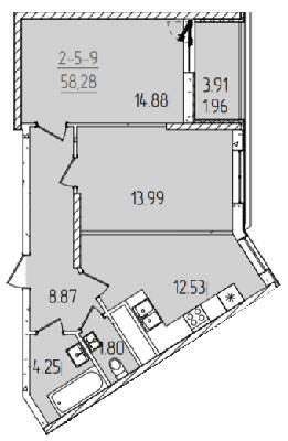 2-кімнатна 58.28 м² в ЖК KADORR City від 26 950 грн/м², Одеса