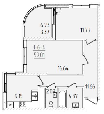 2-кімнатна 59.01 м² в ЖК KADORR City від 26 950 грн/м², Одеса