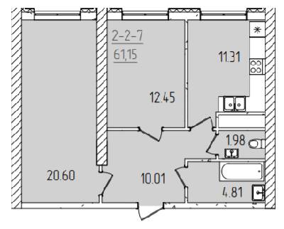 2-кімнатна 61.15 м² в ЖК KADORR City від 26 950 грн/м², Одеса