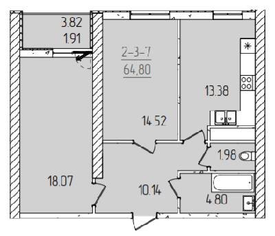2-кімнатна 64.8 м² в ЖК KADORR City від 26 950 грн/м², Одеса