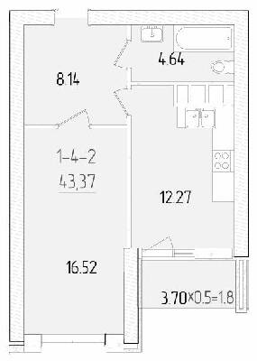 1-кімнатна 43.37 м² в ЖК KADORR City від 24 450 грн/м², Одеса