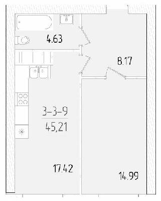 1-кімнатна 45.21 м² в ЖК KADORR City від 24 450 грн/м², Одеса