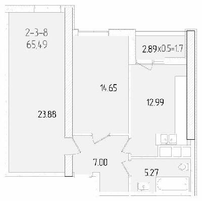 2-кімнатна 65.49 м² в ЖК KADORR City від 23 700 грн/м², Одеса