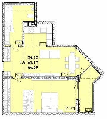 1-кімнатна 66.69 м² в ЖК Modern від 20 050 грн/м², Одеса