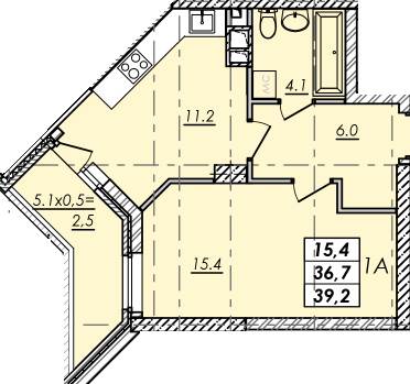 1-кімнатна 39.2 м² в ЖК RealPark від 18 350 грн/м², Одеса