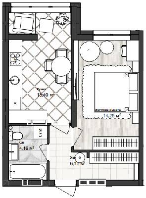 1-кімнатна 37.96 м² в ЖК Sea Town від 19 950 грн/м², Одеса