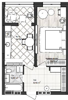 1-кімнатна 43.97 м² в ЖК Sea Town від 19 950 грн/м², Одеса
