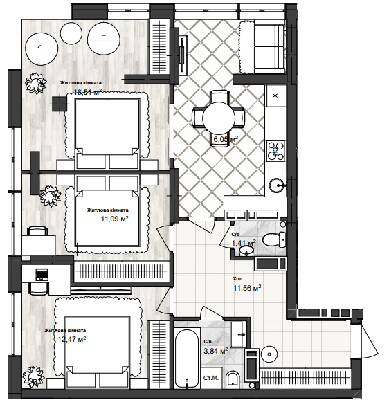 3-кімнатна 72.93 м² в ЖК Sea Town від 18 750 грн/м², Одеса