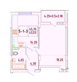 1-кімнатна 43.53 м² в ЖК Smart City від 21 050 грн/м², с. Крижанівка