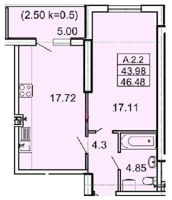 1-кімнатна 46.48 м² в ЖК Акрополь від 30 350 грн/м², Одеса
