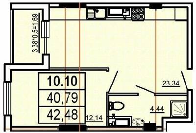 1-кімнатна 42.48 м² в ЖК Аполон від 30 100 грн/м², Одеса