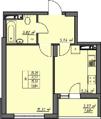 1-кімнатна 35.29 м² в ЖК Одеські традиції від 27 750 грн/м², Одеса
